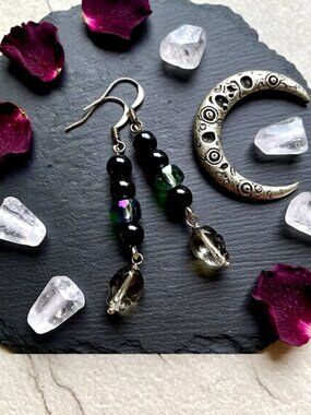Dark Crystal Sugar Skull Drop Earrings | E-Girl Goth & Punk Rocker Jewelry